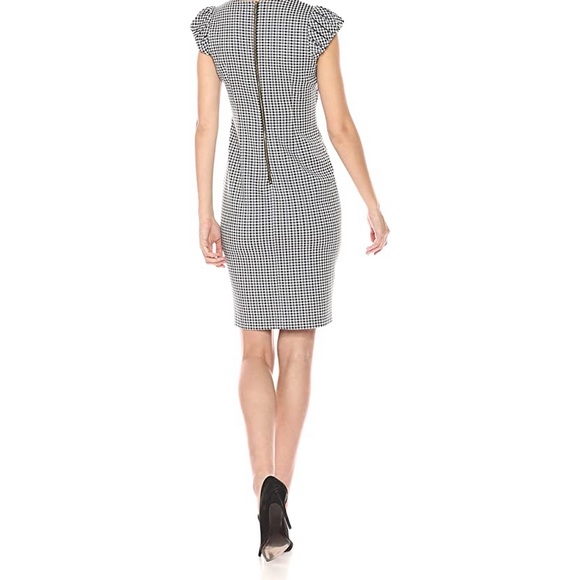 Calvin Klein V Neck Gingham Sheath Dress - Picture 2 of 7